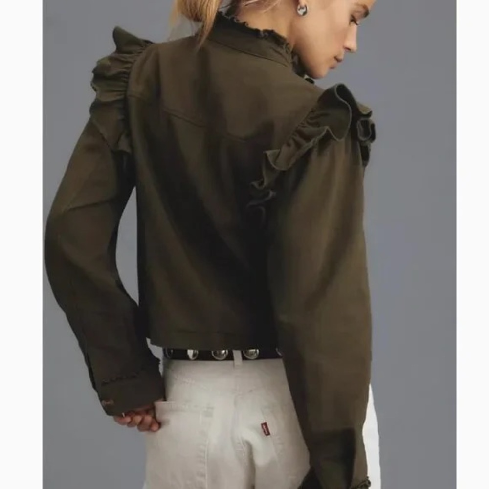Anthropologie DOLAN Ruffled Utility Jacket XL